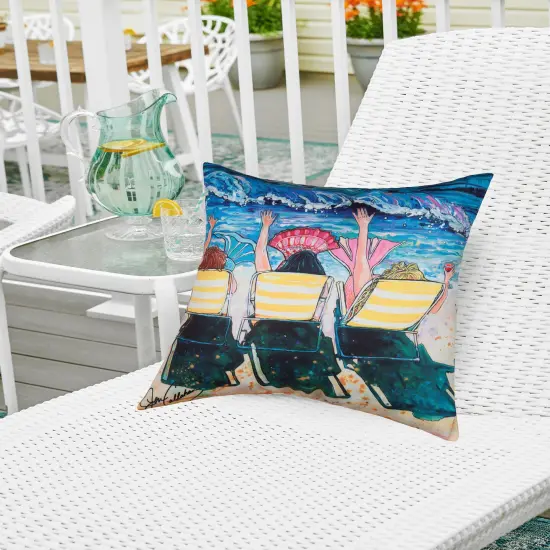 Mermaid Beach Party Indoor/Outdoor Throw Pillow, 18" x 18" {4}