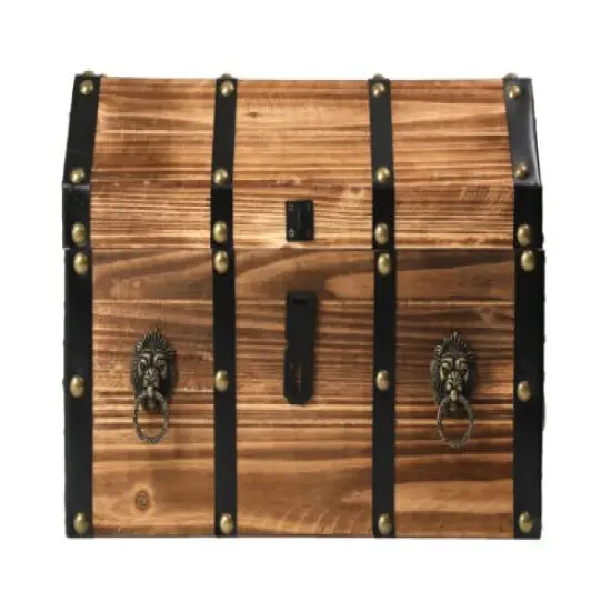 Large Wooden Pirate Lockable Trunk with Lion Rings {5}