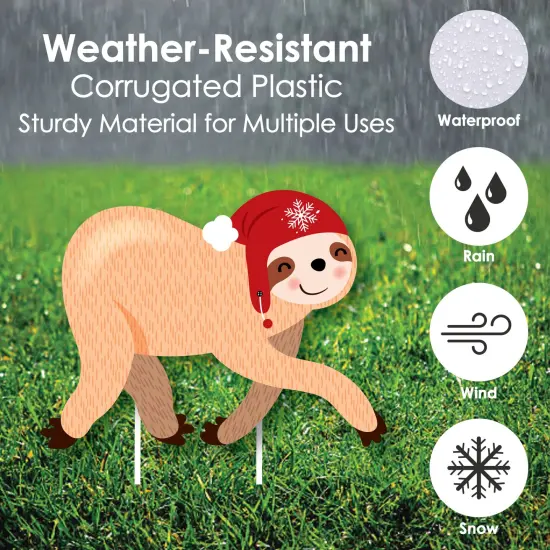 Big Dot of Happiness Sloth Christmas Santa Sleigh - Yard Sign and Outdoor Lawn Decorations - Merry Slothmas Holiday Party Yard Signs - Set of 8 {4}