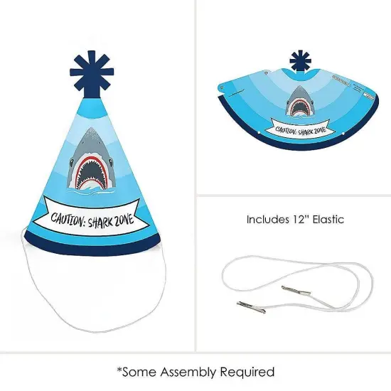 Big Dot of Happiness Shark Zone - Mini Cone Jawsome Party or Birthday Party Hats - Small Little Party Hats - Set of 8 {6}
