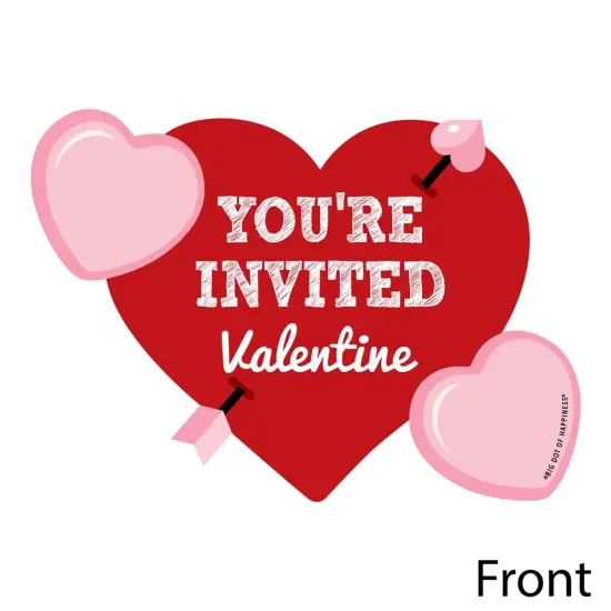 Big Dot of Happiness Conversation Hearts - Shaped Fill-in Invitations - Valentine's Day Party Invitation Cards with Envelopes - Set of 12 {3}