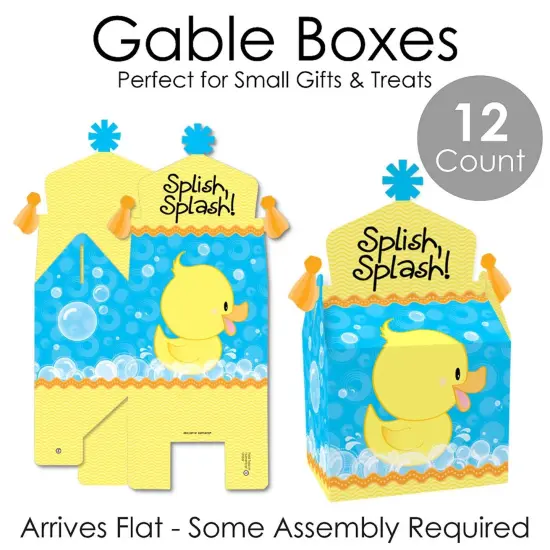 Big Dot of Happiness Ducky Duck - Treat Box Party Favors - Baby Shower or Birthday Party Goodie Gable Boxes - Set of 12 {7}