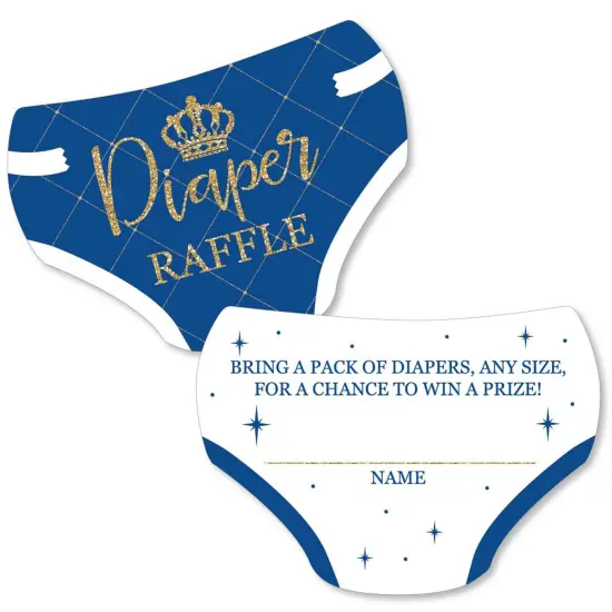 Big Dot of Happiness Royal Prince Charming - Diaper Shaped Raffle Ticket Inserts - Baby Shower Activities - Diaper Raffle Game - Set of 24 {1}