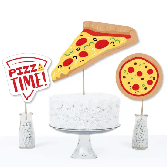 Big Dot of Happiness Pizza Party Time - Baby Shower or Birthday Party Centerpiece Sticks - Table Toppers - Set of 15 {4}