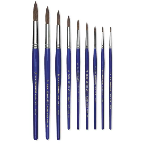 Blick Scholastic Camel Hair Brush Set - Round, Short Handle, Set of 9 {2}