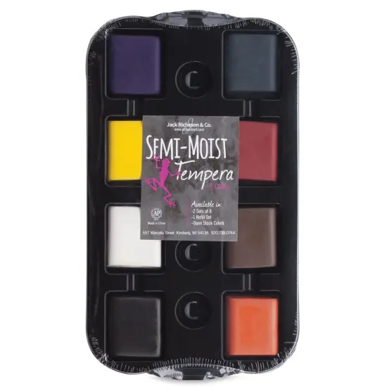 Richeson Semi-Moist Tempera Cake - 8-Color Primary Set with Heavy-Duty Tray {1}