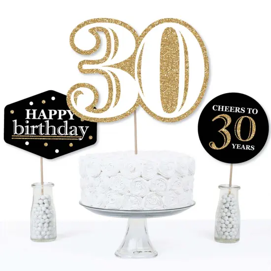 Big Dot of Happiness Adult 30th Birthday - Gold - Birthday Party Centerpiece Sticks - Table Toppers - Set of 15 {4}