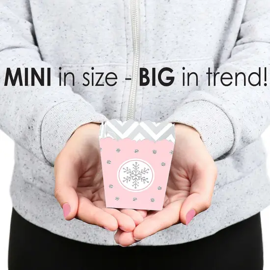 Big Dot of Happiness Pink Winter Wonderland - Party Mini Favor Boxes - Holiday Snowflake Birthday Party or Baby Shower Treat Candy Boxes - Set of 12 {6}