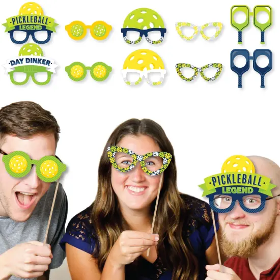 Big Dot of Happiness Let&rsquo;s Rally - Pickleball Glasses - Paper Card Stock Birthday or Retirement Party Photo Booth Props Kit - 10 Count {4}