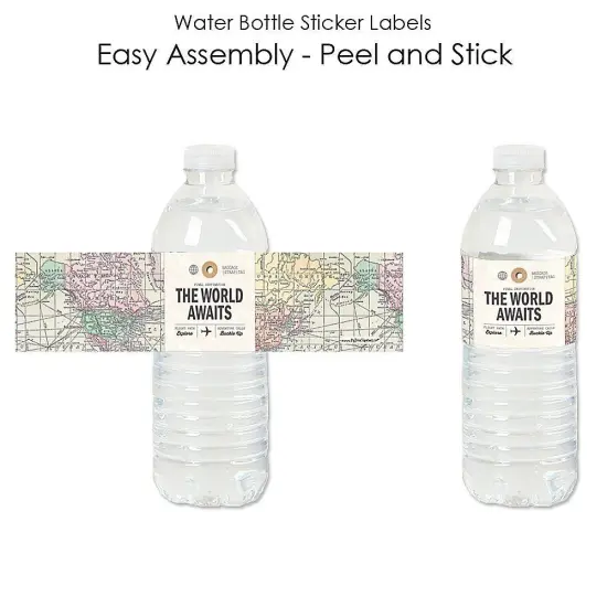 Big Dot of Happiness World Awaits - Travel Themed Party Water Bottle Sticker Labels - Set of 20 {3}