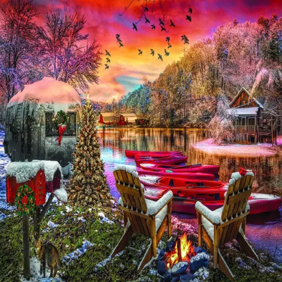 Sunsout Christmas Eve Camping 1000 pc Christmas Jigsaw Puzzle 30141 {1}