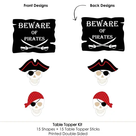 Big Dot of Happiness Beware of Pirates - Pirate Birthday Party Centerpiece Sticks - Table Toppers - Set of 15 {6}
