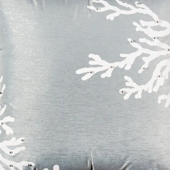 Seafoam Blue Coral Square Embellished Throw Pillow Decor {4}