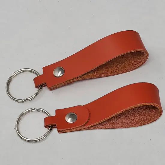 Blank Leather Keychains &ndash; DIY Engraving Kit, Pack of 10 (&frac34;" x 4.5") Orange {2}