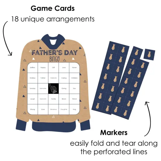 Big Dot of Happiness My Dad is Rad - Bingo Cards and Markers - Father's Day Shaped Bingo Game - Set of 18 {3}