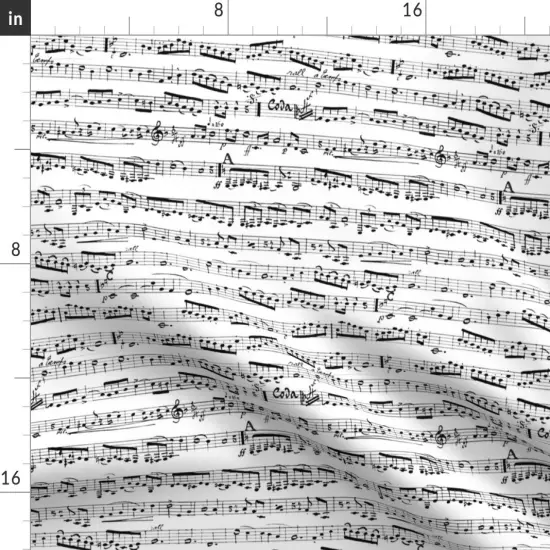 Various Fabrics by the Yard or Fat Quarter Black White Music Notes Musician Piano Musical Custom Printed Fabric by Spoonflower {2}