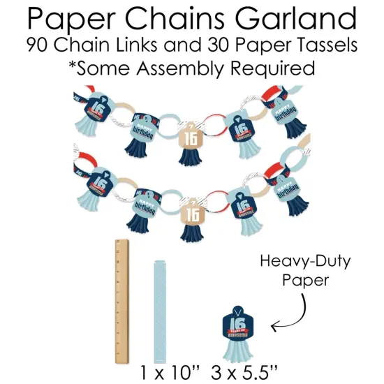 Big Dot of Happiness Boy 16th Birthday - Banner and Photo Booth Decorations - Sweet Sixteen Birthday Party Supplies Kit - Doterrific Bundle {7}