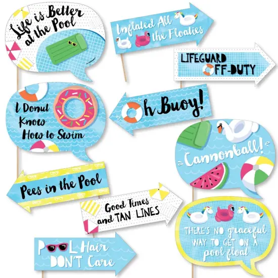 Big Dot of Happiness Funny Make a Splash - Pool Party - Summer Swimming Party or Birthday Party Photo Booth Props Kit - 10 Piece {1}