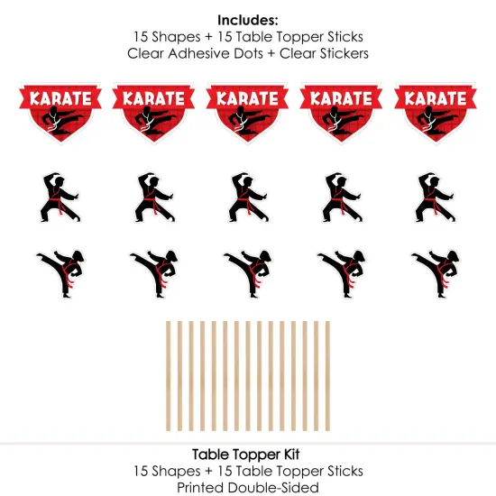 Big Dot of Happiness Karate Master - Martial Arts Birthday Party Centerpiece Sticks - Table Toppers - Set of 15 {7}