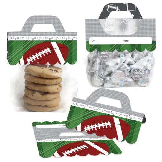 Big Dot of Happiness End Zone Football DIY Baby Shower or Birthday Party Clear Goodie Favor Bag Labels Candy Bags with Toppers Set of 24 {1}