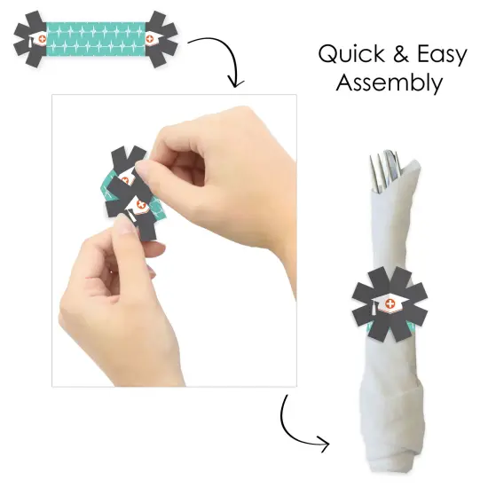 Big Dot of Happiness Medical School Grad - Doctor Graduation Party Paper Napkin Holder - Napkin Rings - Set of 24 {6}