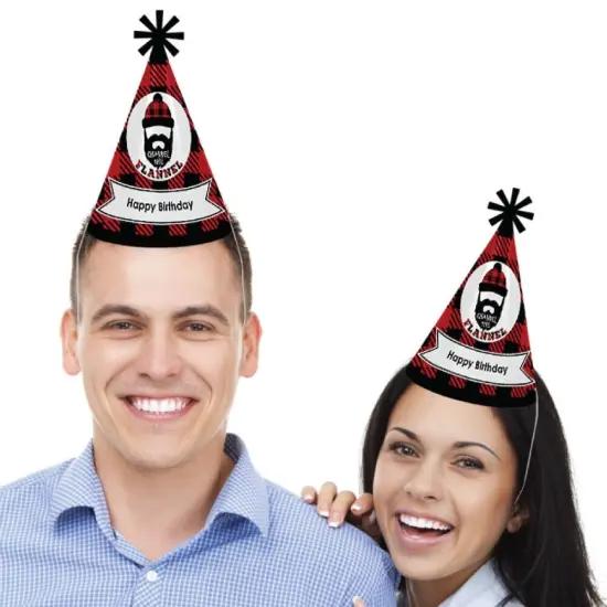 Big Dot of Happiness Lumberjack - Channel the Flannel - Cone Buffalo Plaid Birthday Party Hats for Kids and Adults - Set of 8 (Standard Size) {3}