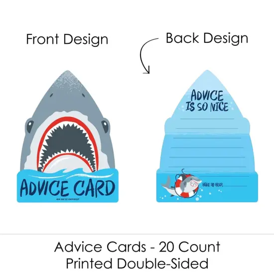 Big Dot of Happiness Shark Zone - Wish Card Jawsome Shark Baby Shower Activities - Shaped Advice Cards Game - Set of 20 {4}