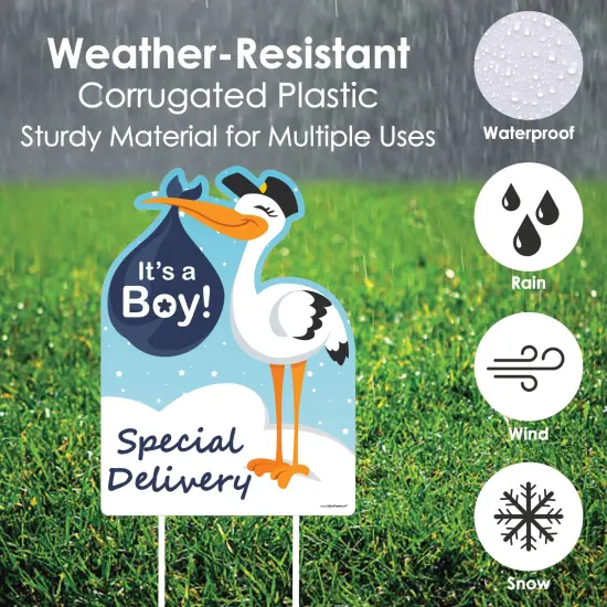 Big Dot of Happiness Boy Special Delivery - Baby Shower Decorations - Blue It's A Boy Stork Baby Announcement & Welcome Yard Sign {4}