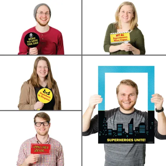 Big Dot of Happiness Bam Superhero - Birthday Party or Baby Shower Selfie Photo Booth Picture Frame and Props - Printed on Sturdy Material {3}