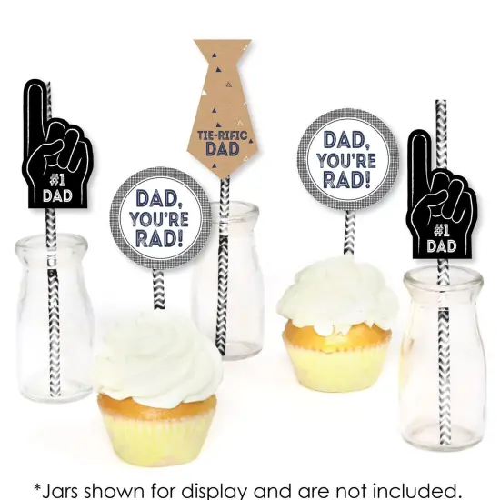 Big Dot of Happiness My Dad is Rad Paper Straw Decor - Father's Day Party Striped Decorative Straws - Set of 24 {6}