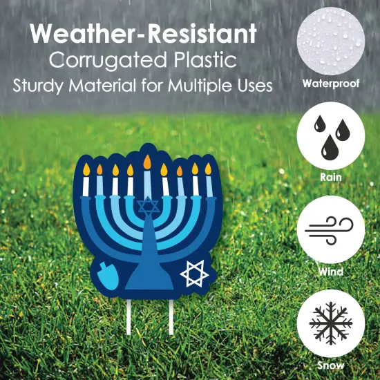 Big Dot of Happiness Hanukkah Menorah - Star of David and Menorah Lawn Decorations - Outdoor Chanukah Holiday Party Yard Decorations - 10 Piece {6}