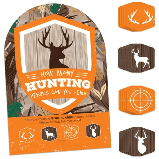 Big Dot of Happiness Gone Hunting - Deer Hunting Camo Baby Shower or Birthday Party Scavenger Hunt - 1 Stand and 48 Game Pieces - Hide and Find Game {1}