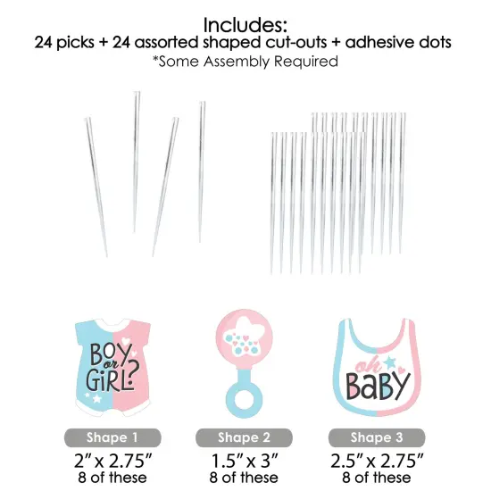 Big Dot of Happiness Baby Gender Reveal - Dessert Cupcake Toppers - Team Boy or Girl Party Clear Treat Picks - Set of 24 {7}