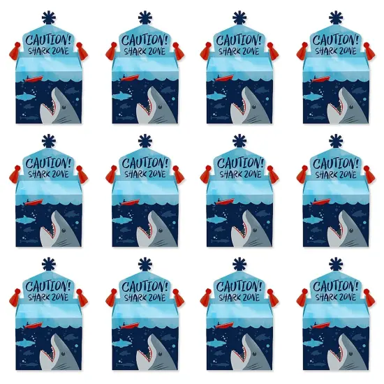 Big Dot of Happiness Shark Zone - Treat Box Party Favors - Jawsome Shark Party or Birthday Party Goodie Gable Boxes - Set of 12 {6}