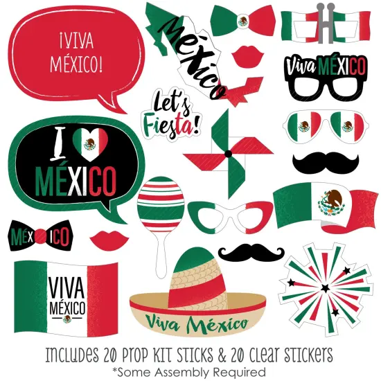 Big Dot of Happiness Viva Mexico - Mexican Independence Day Party Photo Booth Props Kit - 20 Count {3}