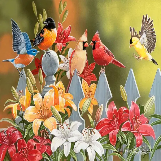 Sunsout Birds on a Fence 300 pc Jigsaw Puzzle 30479 {1}