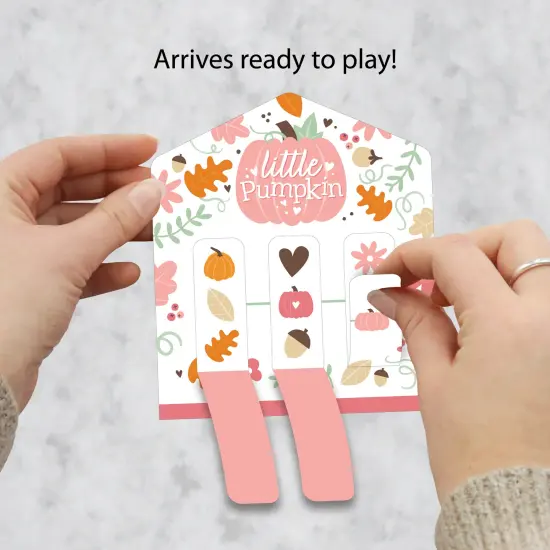 Big Dot of Happiness Girl Little Pumpkin - Fall Birthday Party or Baby Shower Game Pickle Cards - Pull Tabs 3-in-a-Row - Set of 12 {3}