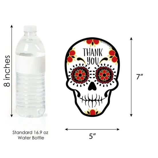 Big Dot of Happiness Day of the Dead - Shaped Thank You Cards - Sugar Skull Party Thank You Note Cards with Envelopes - Set of 12 {7}