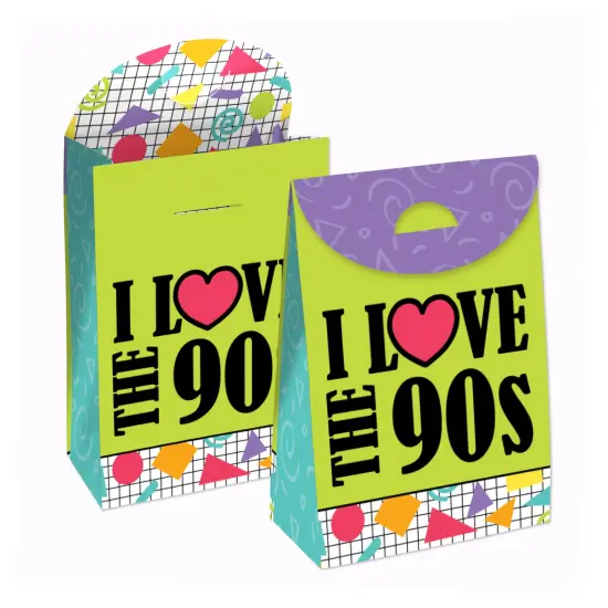 Big Dot of Happiness 90&rsquo;s Throwback - 1990s Gift Favor Bags - Party Goodie Boxes - Set of 12 {1}