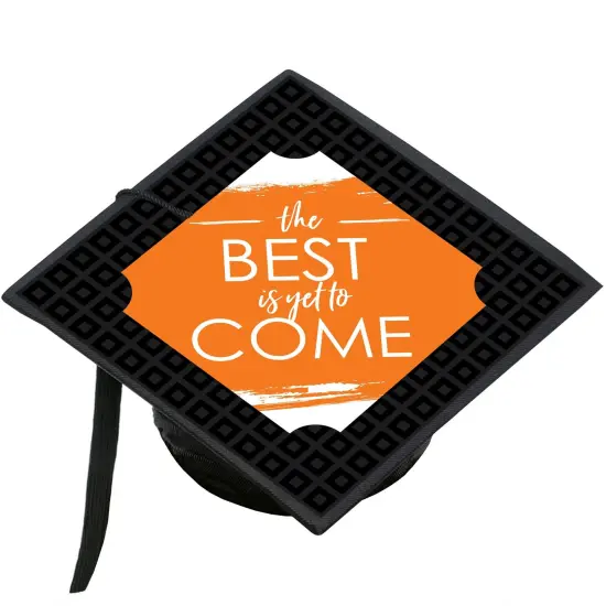 Big Dot of Happiness Orange Grad - Best is Yet to Come - Orange Graduation Cap Decorations Kit - Grad Cap Cover {1}