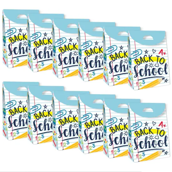 Big Dot of Happiness Back to School - First Day of School Classroom Gift Favor Bags - Party Goodie Boxes - Set of 12 {6}