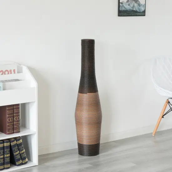 Tall Decorative Unique Floor Vase, Freestanding Designer Modern Floor Vase, floor flower vase, PVC Floor Vase, Large Flower Holder, 41-Inch-Tall Vase Brown {5}