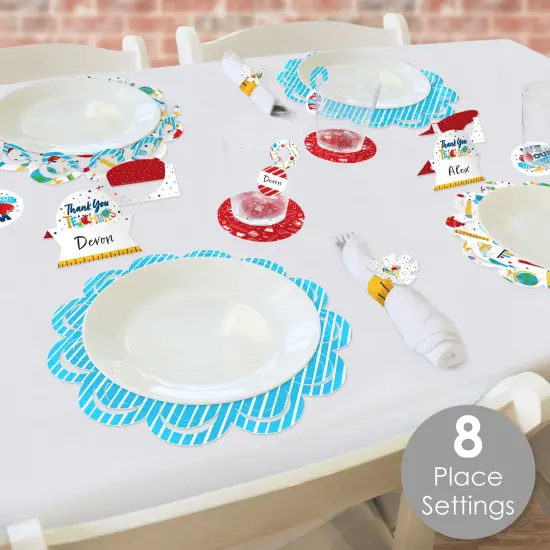 Big Dot of Happiness Thank You Teachers - Teacher Appreciation Paper Charger and Table Decorations - Chargerific Kit - Place Setting for 8 {3}