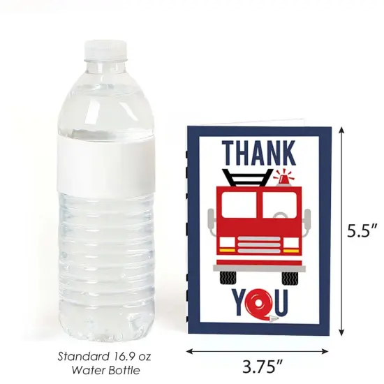 Big Dot of Happiness Fired Up Fire Truck - Firefighter Firetruck Baby Shower or Birthday Party Thank You Cards (8 count) {4}
