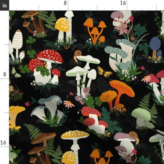Various Fabrics by the Yard or Fat Quarter Mushroom Garden Mushrooms Custom Printed Fabric by Spoonflower {2}