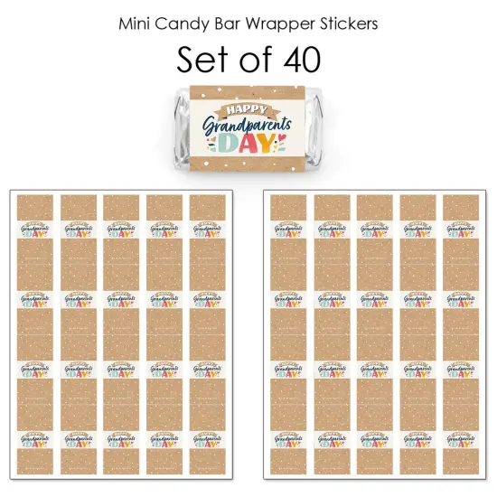 Big Dot of Happiness Happy Grandparents Day - Mini Candy Bar Wrapper Stickers - Grandma & Grandpa Party Small Favors - 40 Count {4}