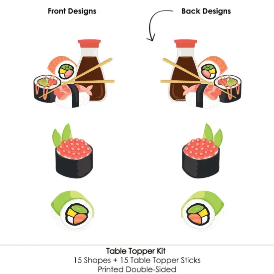 Big Dot of Happiness Let's Roll - Sushi - Japanese Party Centerpiece Sticks - Table Toppers - Set of 15 {6}