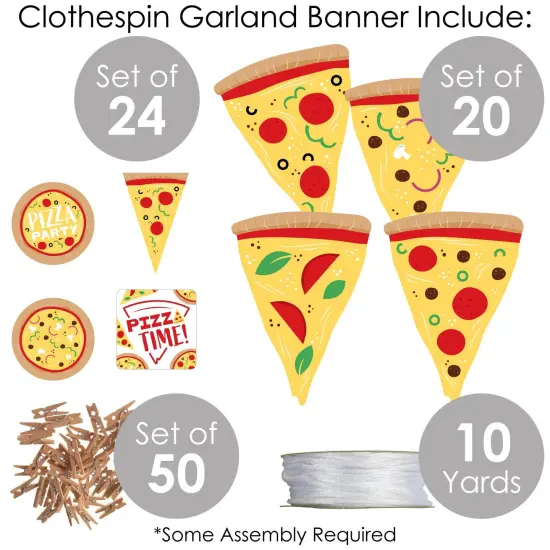 Big Dot of Happiness Pizza Party Time - Baby Shower or Birthday Party DIY Decorations - Clothespin Garland Banner - 44 Pieces {6}