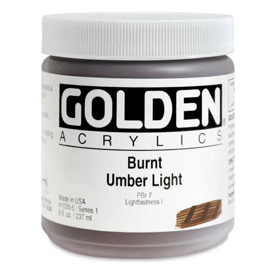 Golden Heavy Body Artist Acrylics - Burnt Umber Light, 8 oz jar {1}