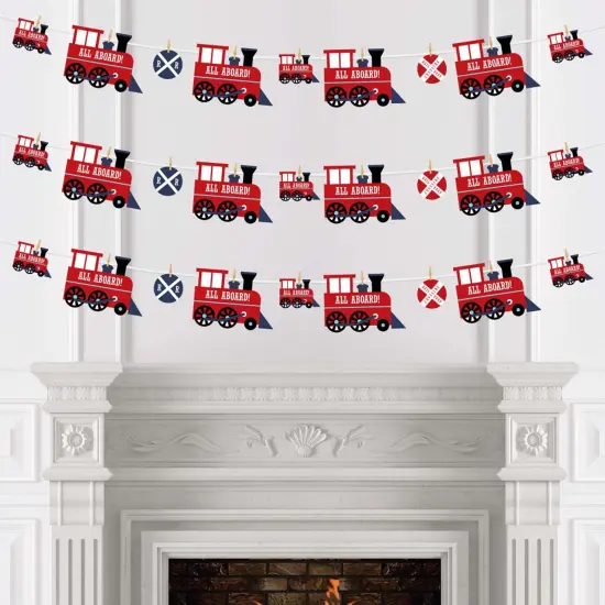 Big Dot of Happiness Railroad Party Crossing - Steam Train Birthday Party or Baby Shower DIY Decorations - Clothespin Garland Banner - 44 Pieces {4}